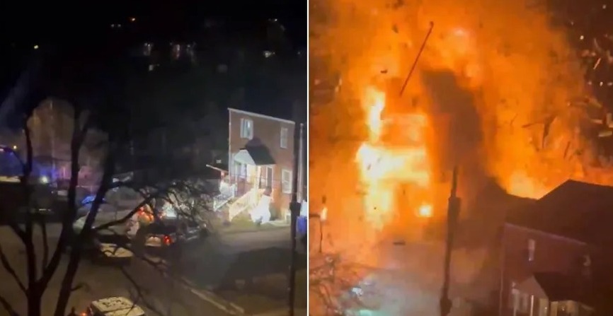 Casa nos Estados Unidos explode quando a polícia executava um mandado de busca; vídeo Agentes relataram que tiros foram disparados