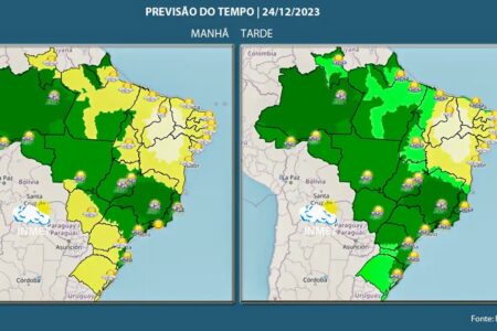 Noite de Natal pode ser chuvosa na maior parte do país