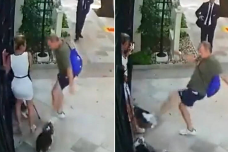 Momento em que a irmã do ministro Zanin é agredida (Foto: Reprodução)