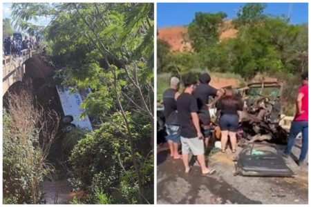 Ônibus envolveu em acidente com automóvel na BR-116 (Foto: Reprodução / Redes sociais)