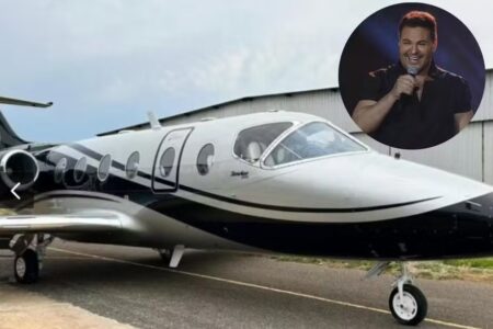 Eduardo Costa compra jatinho avaliado em R$ 40 milhões Sertanejo personalizou as turbinas do avião com o seu nome