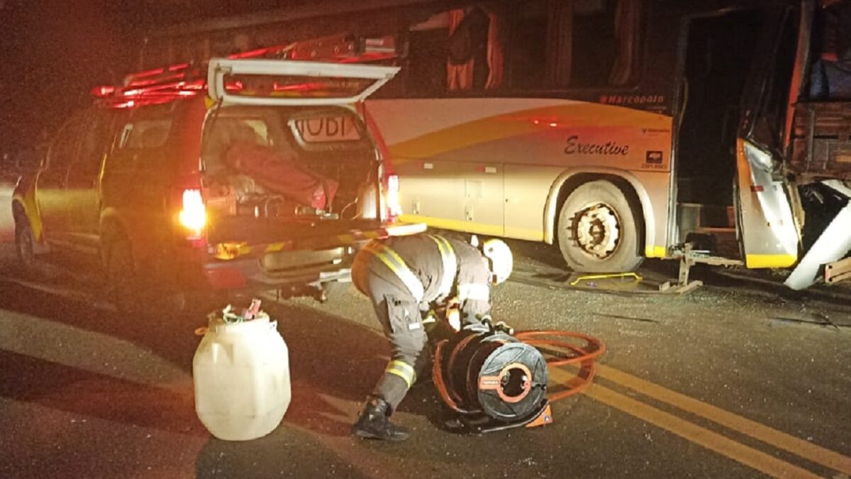 Ônibus seguia sentido Morrinhos-Pontalina GO-215: Acidente entre ônibus e caminhão deixa motorista em estado grave