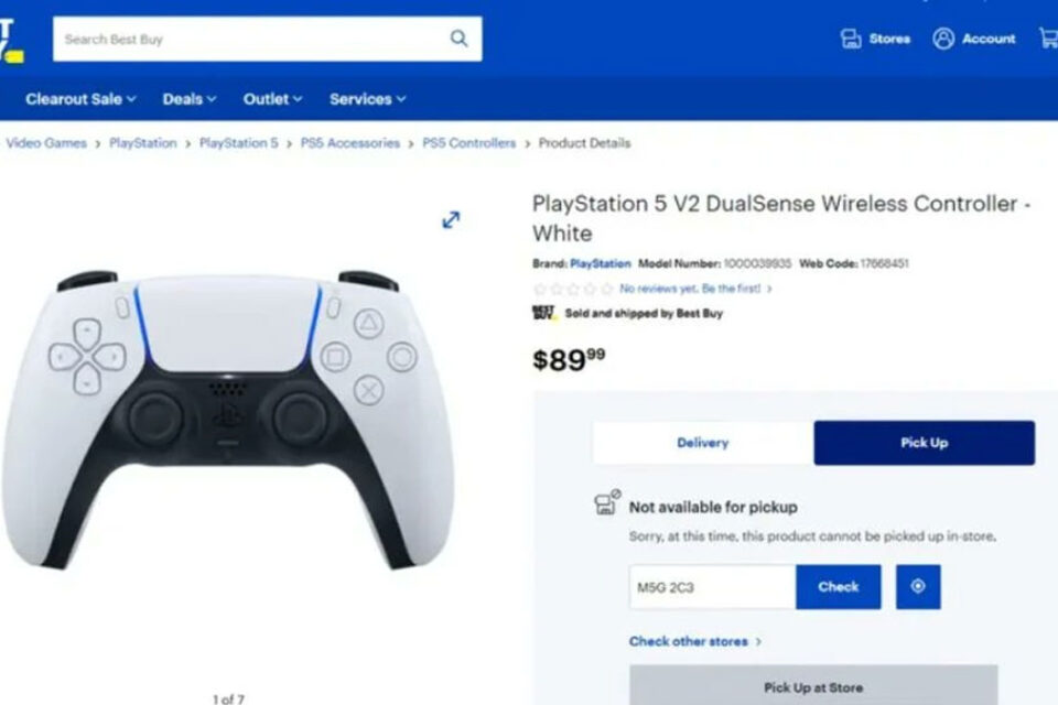 Best Buy apresentava uma nova versão do controle do PS5 chamada "PlayStation 5 V2 DualSense Wireless Controller – White