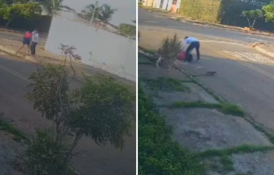 Imagens de câmeras de segurança flagraram diarista sendo morta pelo ex, em Goiânia (Foto: reprodução)
