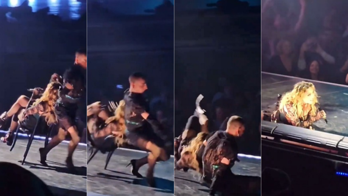Madonna cai no palco durante show nos EUA