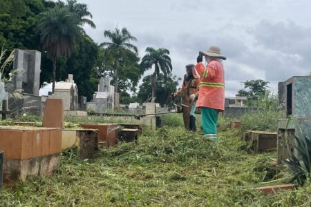 Chuvas motivam serviços de limpeza e manutenção em cemitérios de Goiânia