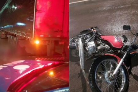 Motocicleta morre após colidir contra carreta em Anápolis (Foto: Reprodução)