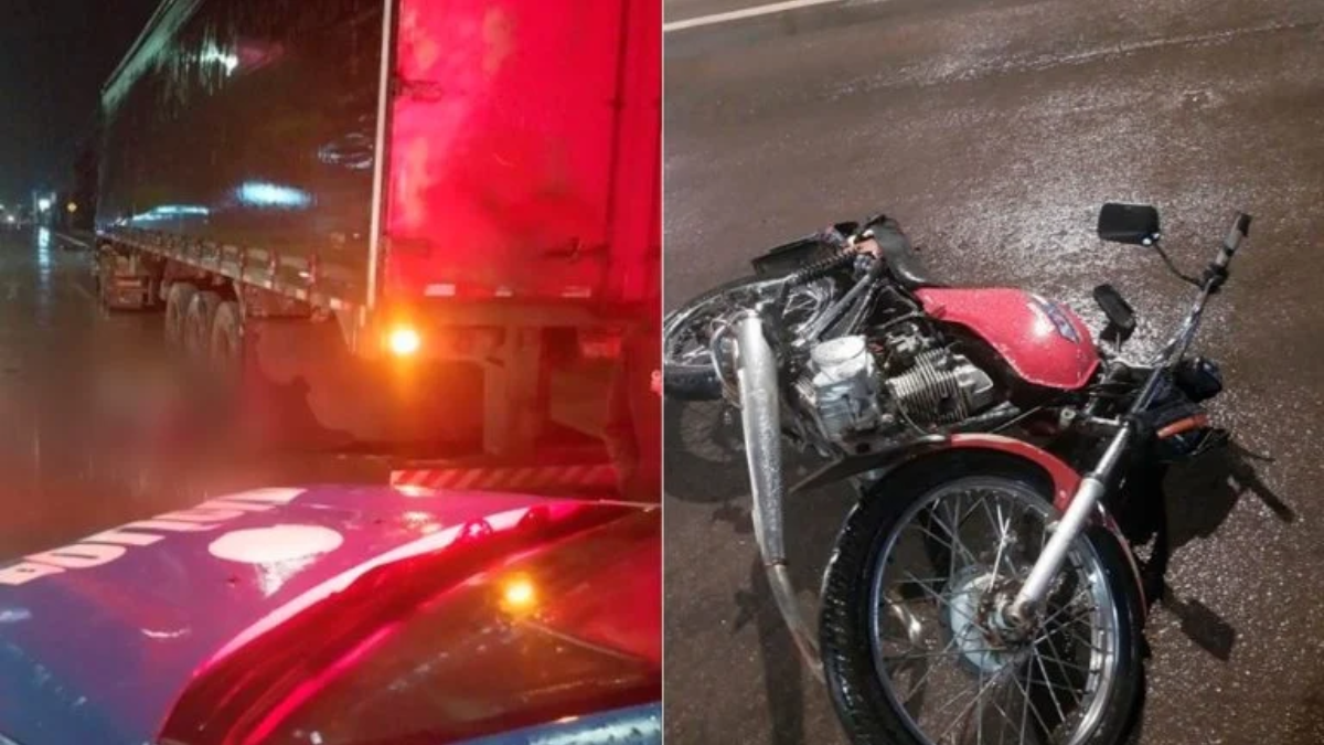 Motocicleta morre após colidir contra carreta em Anápolis (Foto: Reprodução)