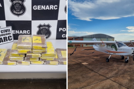 Operação prende quatro por tráfico interestadual de drogas e apreende avião em Itumbiara (Foto: Divulgação/PCGO)