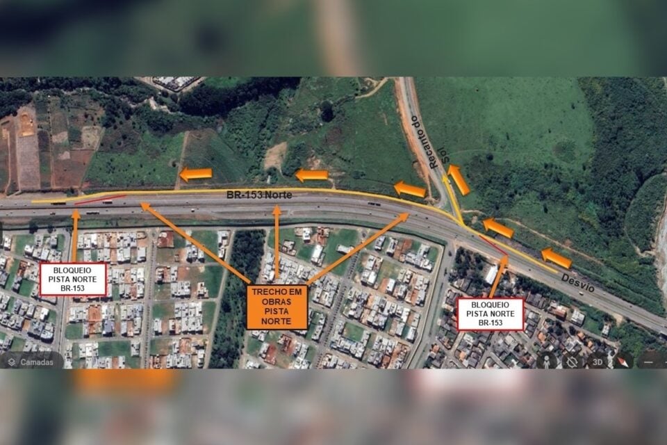 BR-153 recebe desvio no Km 437, perímetro urbano de Anápolis, a partir desta terça