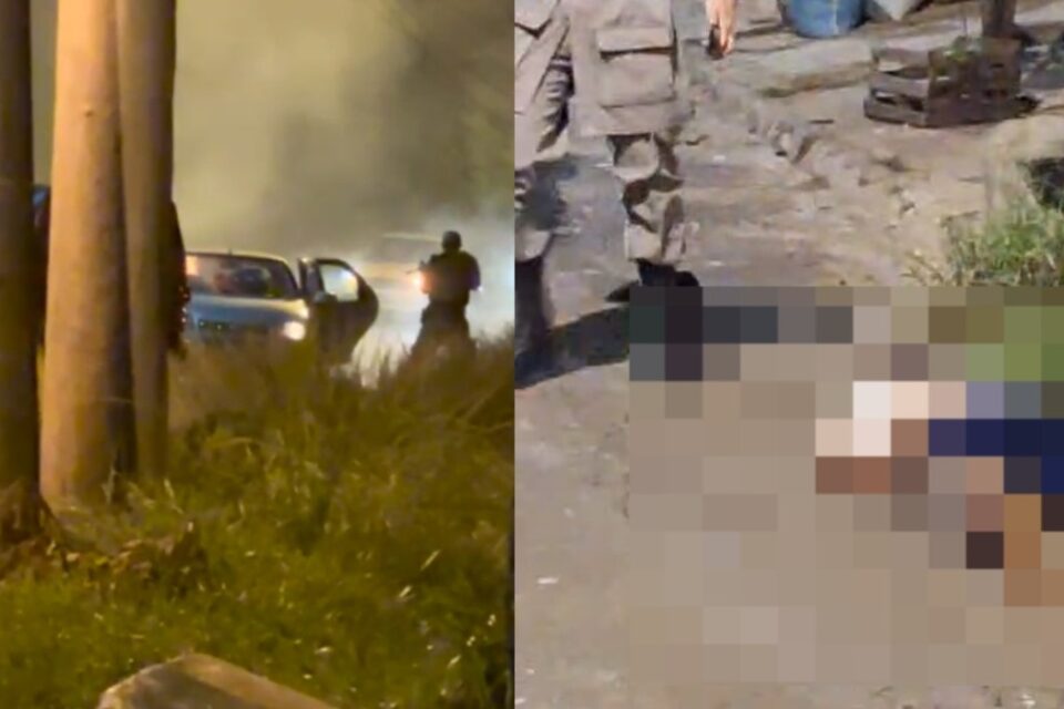 Montagem mostra PMs após dois confrontos distintos, em Goiânia (Fotos: PM)