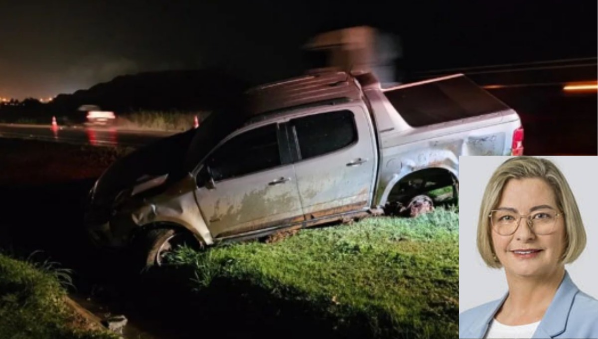 Deputada de MG sofre acidente com caminhonete na BR-050, em Catalão motorista contou que mudou de faixa para fazer ultrapassagem