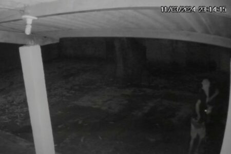 Câmera flagra suspeito de furto a escritório de Silvye descendo do telhado e fugindo com bolsa