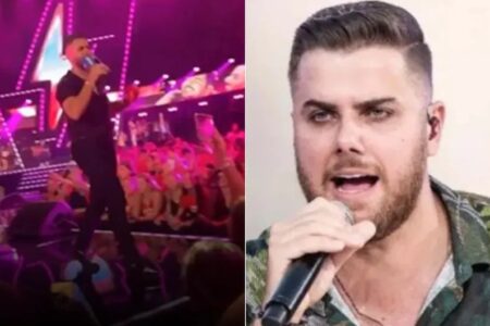 Zé Neto despenca do palco durante gravação de DVD Vídeo do acidente gravado por fãs circulou nas redes sociais deste domingo (10)