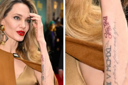 Significado da nova tatuagem de Angelina Jolie (Foto reprodução)