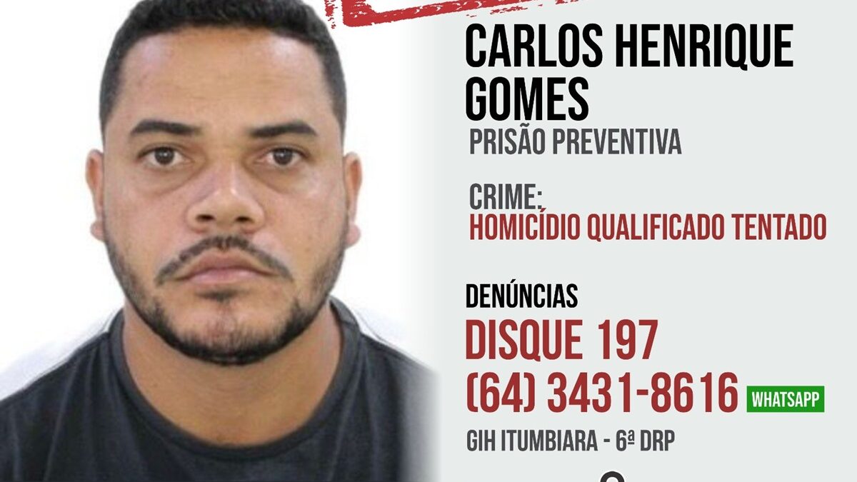 Polícia divulga imagem de foragido suspeito de tentativa de homicídio contra casal em Itumbiara