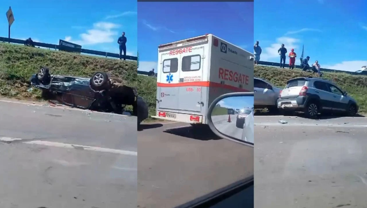 Carreta arrasta 6 veículos na BR-060, entre Goiânia e Anápolis