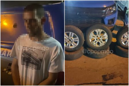 Suspeitos de furto a pneus e rodas são presos em Aparecida de Goiânia