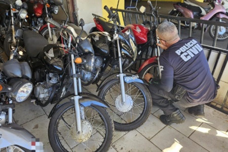 Operação policial para identificar motos e peças roubadas (Foto: Divulgação)