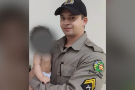 Policial que salvou a bebê de engasgo em Itaberaí (Foto: PMGO)