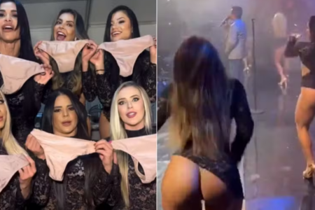 Bailarinas do cantor Leonardo falam sobre o uso de calcinha em show (Foto reprodução)