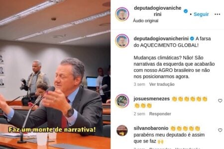 Deputado que chama aquecimento global de farsa faz posts lamentando enchentes no RS Giovanni Cherini (PL-RS) contesta especialistas