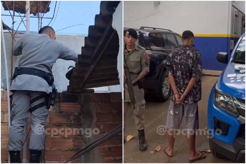 PM prende suspeito de tráfico que escondia drogas na laje do vizinho, em Goiânia