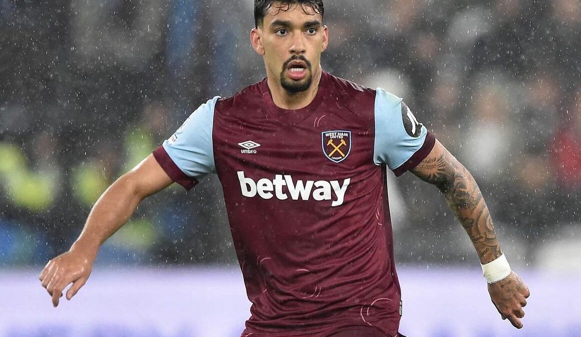 Lucas Paquetá atuando com a camisa do West Ham