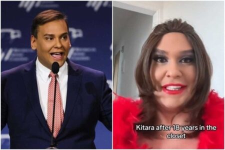 Ex-deputado George Santos grava vídeo vestido como drag queen Filho de brasileiros volta a interpretar personagem Kitara Ravache
