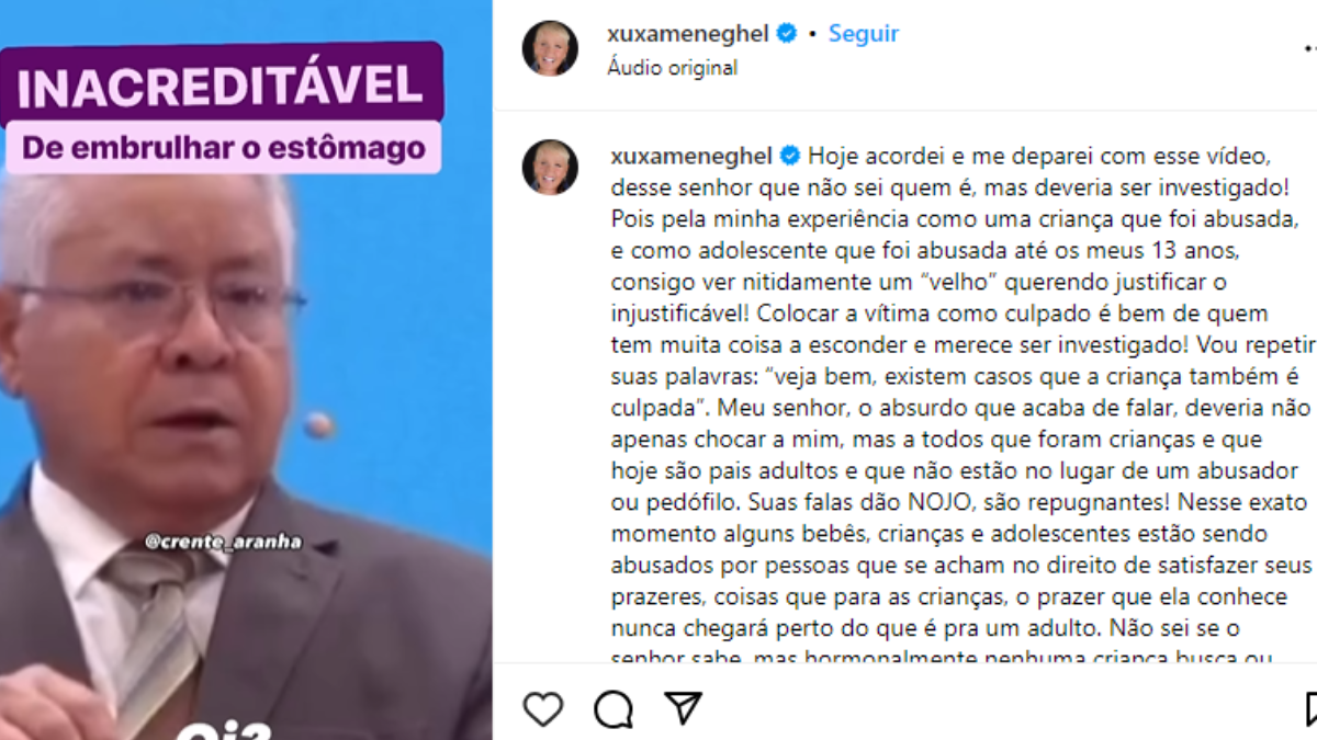 Xuxa critica pastor que disse que crianças podem ser culpadas em casos de abusos