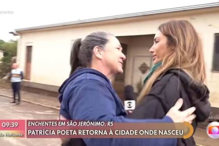 Prima de Patrícia Poeta chora ao reencontrar apresentadora no Rio Grande do Sul; vídeo As fortes chuvas no RS causaram ao menos 154 mortes