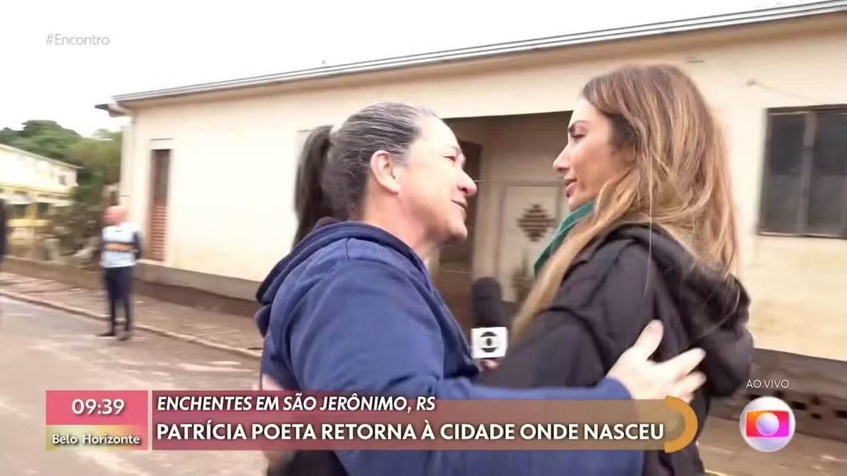 Prima de Patrícia Poeta chora ao reencontrar apresentadora no Rio Grande do Sul; vídeo As fortes chuvas no RS causaram ao menos 154 mortes