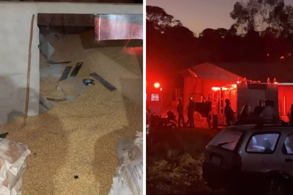 Homem morre soterrado por grãos de milho após parede de galpão se romper, em Nova Glória