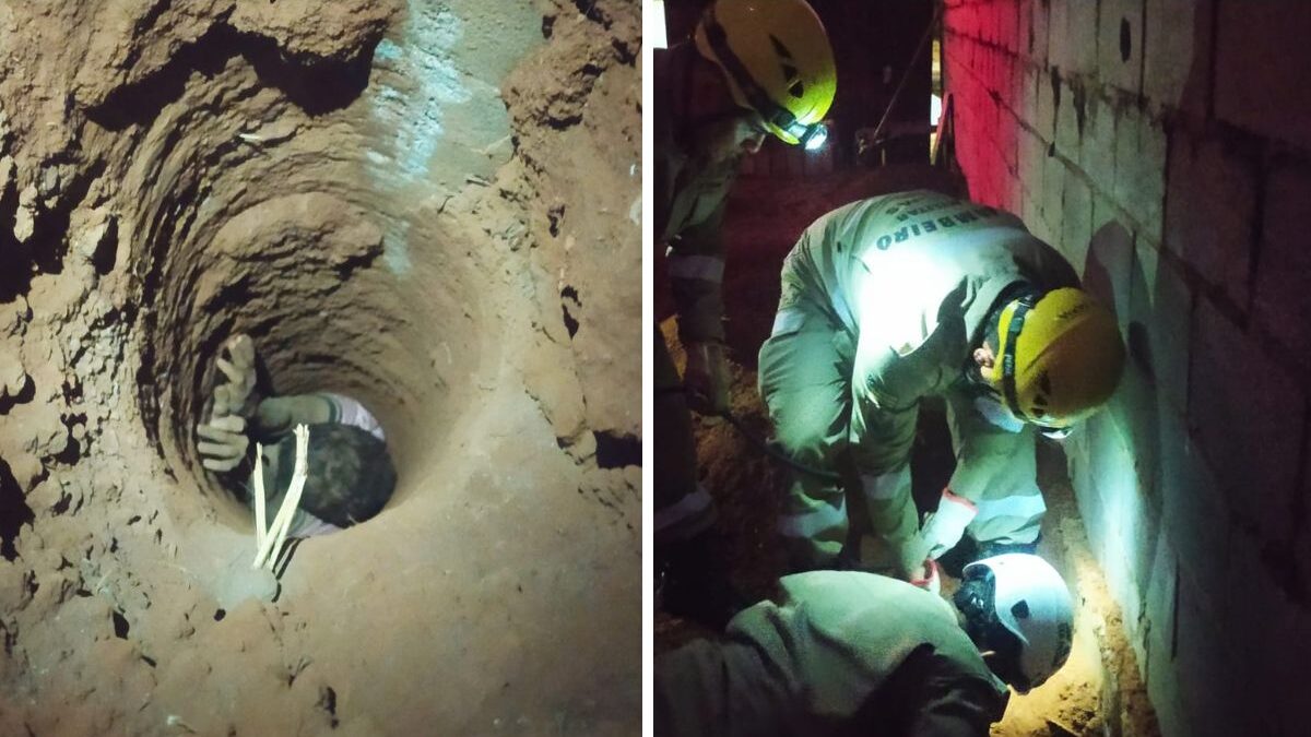 Adolescente cai em poço de obra e é resgatado pelos bombeiros, em Silvânia