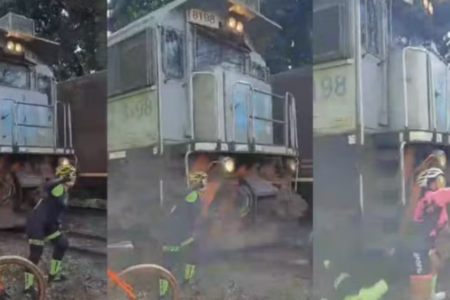 Ciclista é atingida por trem após tentar fazer selfie, em Uberaba
