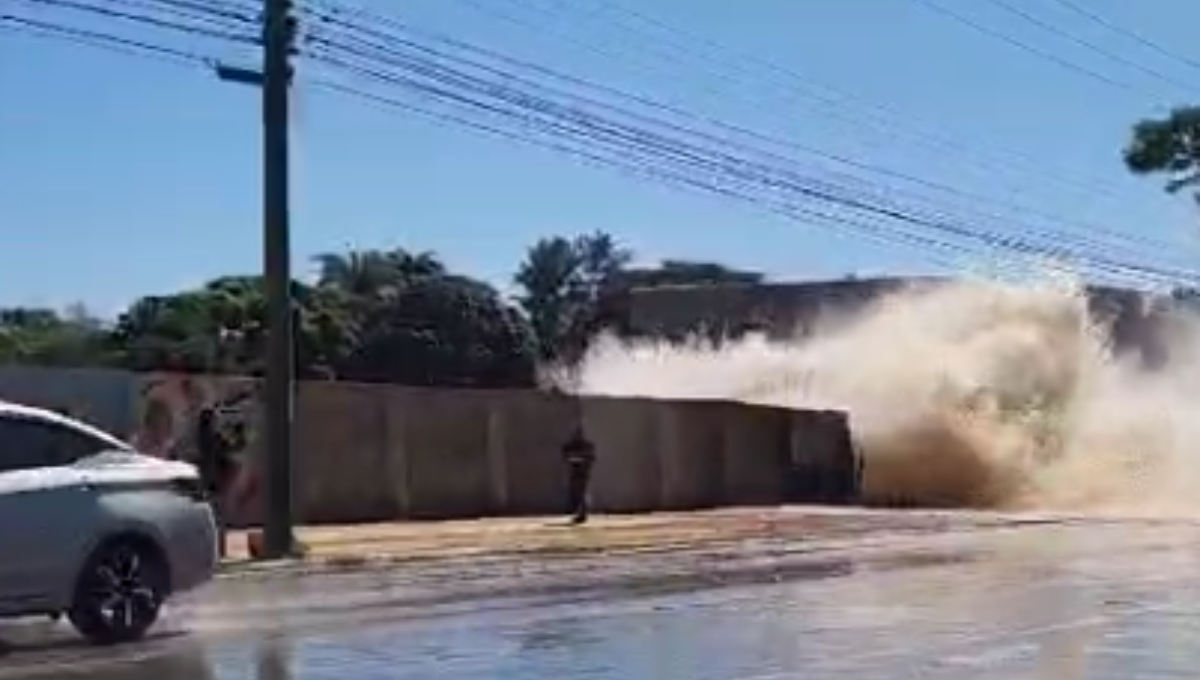 Adutora da Saneago se rompe em Goiânia; vídeo