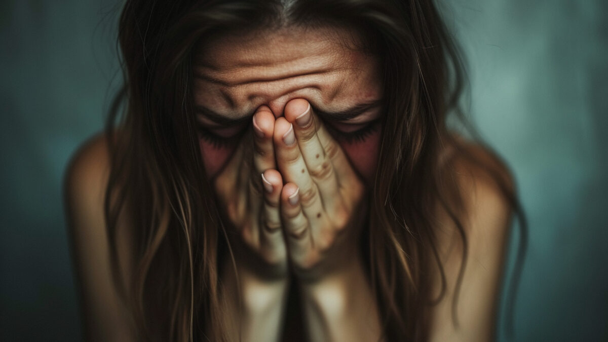 Mulher chora com as mãos no rosto - PL do aborto: projeto equipara aborto legal a homicídio no Brasil