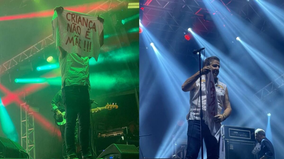 Vocalista da banda Ira! durante show no FICA 2024 (Foto divulgação)