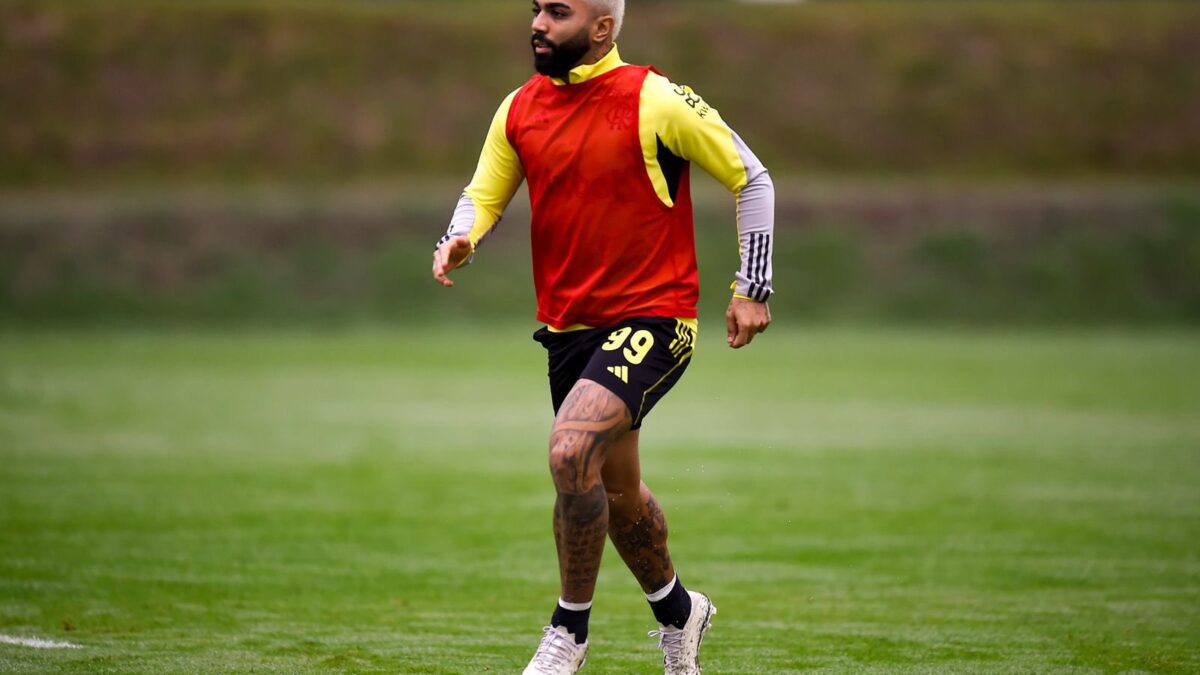 Gabigol treinando pelo Flamengo