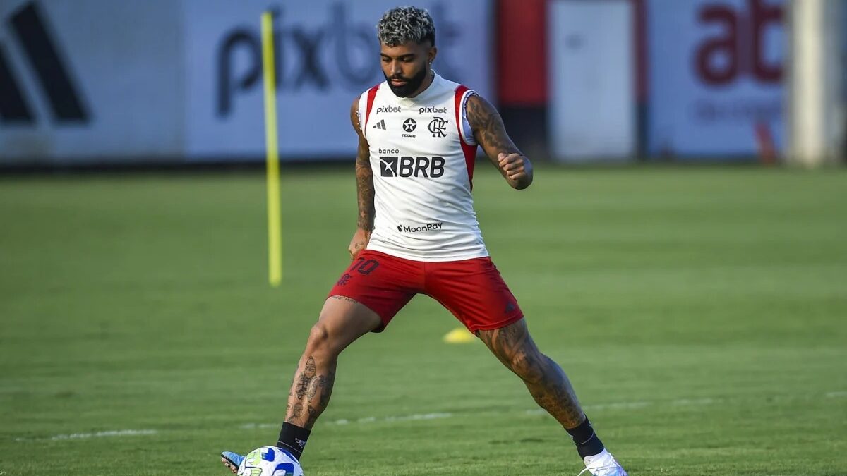 Gabigol treinando no Flamengo