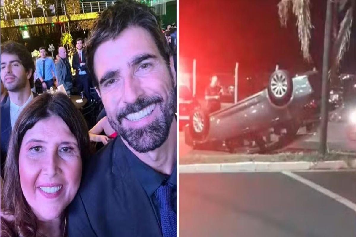 Mãe de Reynaldo Gianecchini capota carro após batida; motorista fugiu