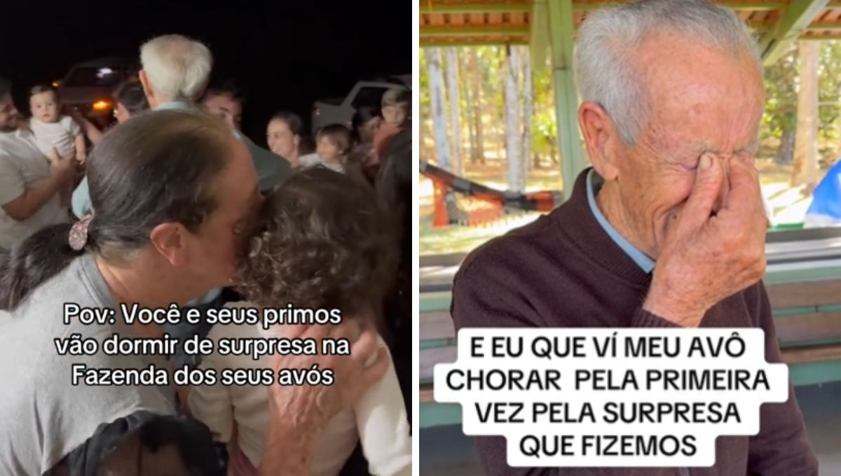 Netos e bisnetos fazem visita surpresa aos avós em Goiânia e emocionam a internet; vídeo