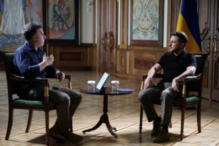 Luciano Huck e Volodymyr Zelensky (Foto: Divulgação)