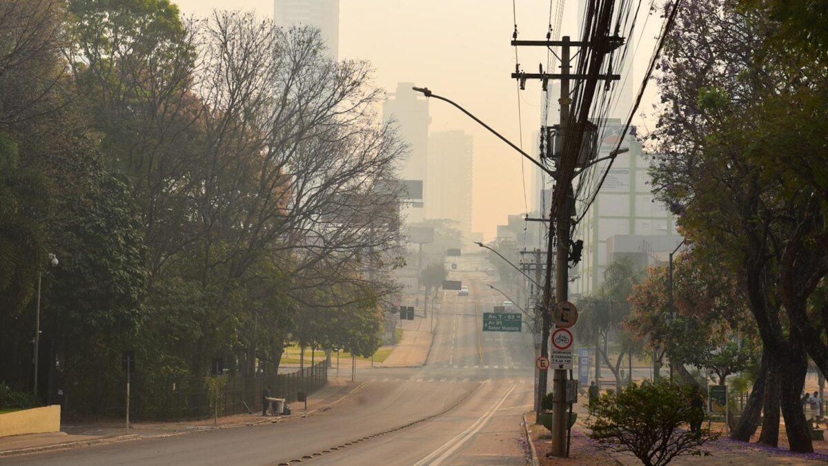 Fumaça no céu de Goiânia (Foto: Jucimar de Sousa)