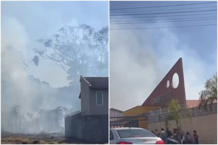 Bombeiros combatem incêndio em reserva do setor Center Ville, em Goiânia