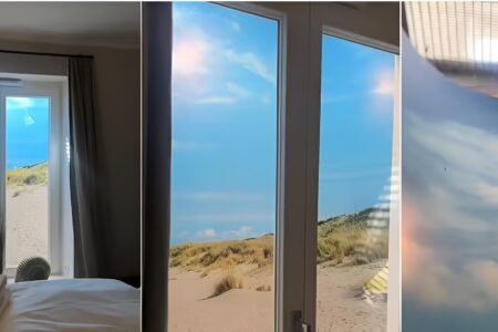 Influenciadora mostra janela com paisagem falsa em casa de temporada e viraliza nas redes sociais — Foto: Reprodução / TikTok