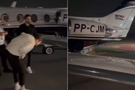 Aeronave teve pneu estourado na hora da aterrissagem Matheus, dupla de Kauan, relata susto em pouso de jatinho: 'Livramento'