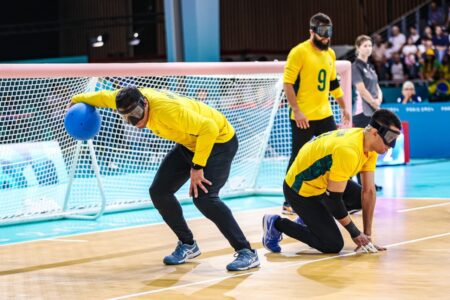 Jogadores de goalball masculino em Paris