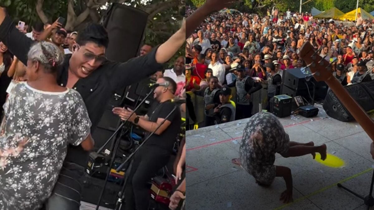 Idosa desaparecida há oito meses é encontrada após dançar em festival na Colômbia Mulher aparece dando cambalhotas e pulos agarrada ao cantor