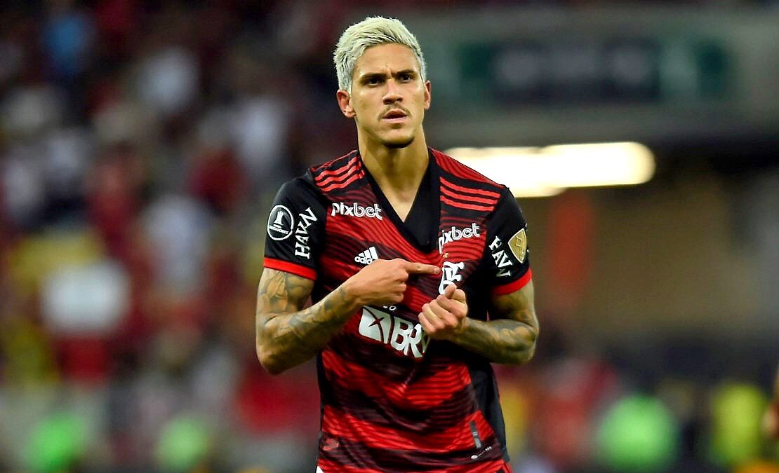 Pedro comemorando gol do Flamengo